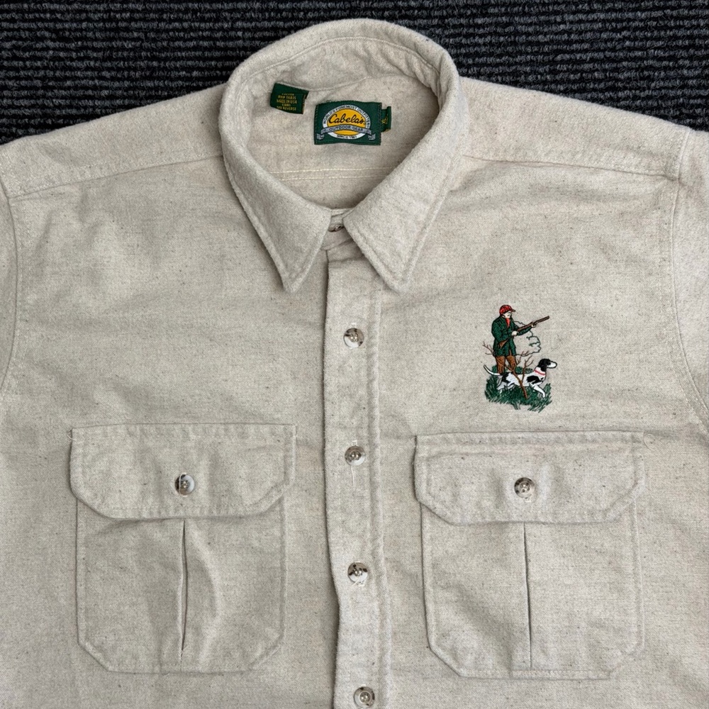 Vintage Cabelas Shirt Men XL Chamois Flannel Duck Hunting Speckle Made In USA